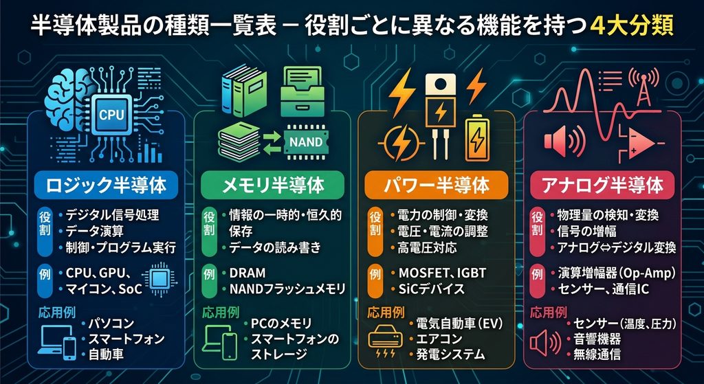 半導体製品の種類一覧